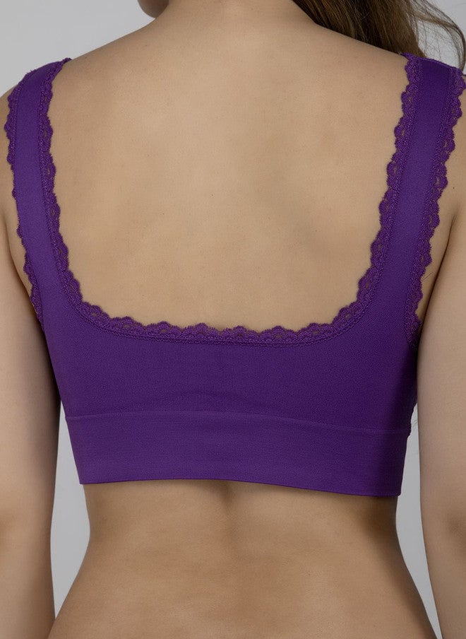 PRIZO Bralette Bra Full Coverage Lightly Padded in Purple - Image 3